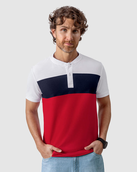 Camiseta henley con bloques de color#color_302-fondo-rojo