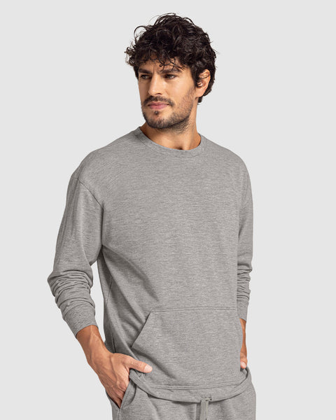 Sudadera manga larga con bolsillo funcional frontal#color_711-gris