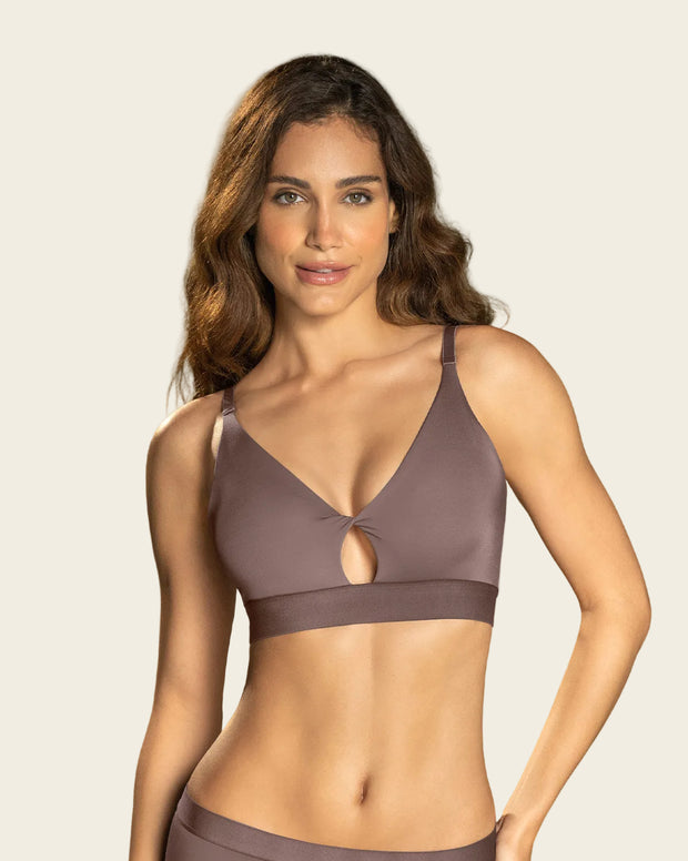 Solo-POS Top en microfibra con detalle entorchado en escote