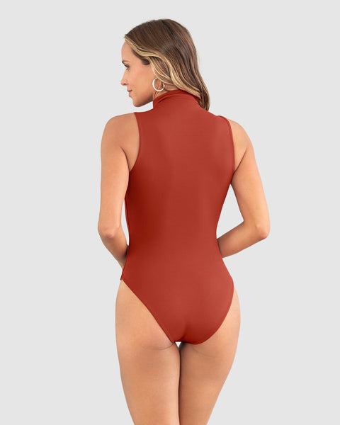 Body de cuello alto con compresión de abdomen#color_391-coral