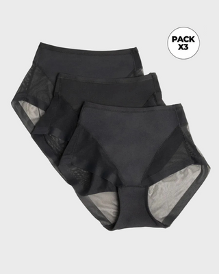 Paquete x 3 panties clásicos invisibles con tul#color_700-negro