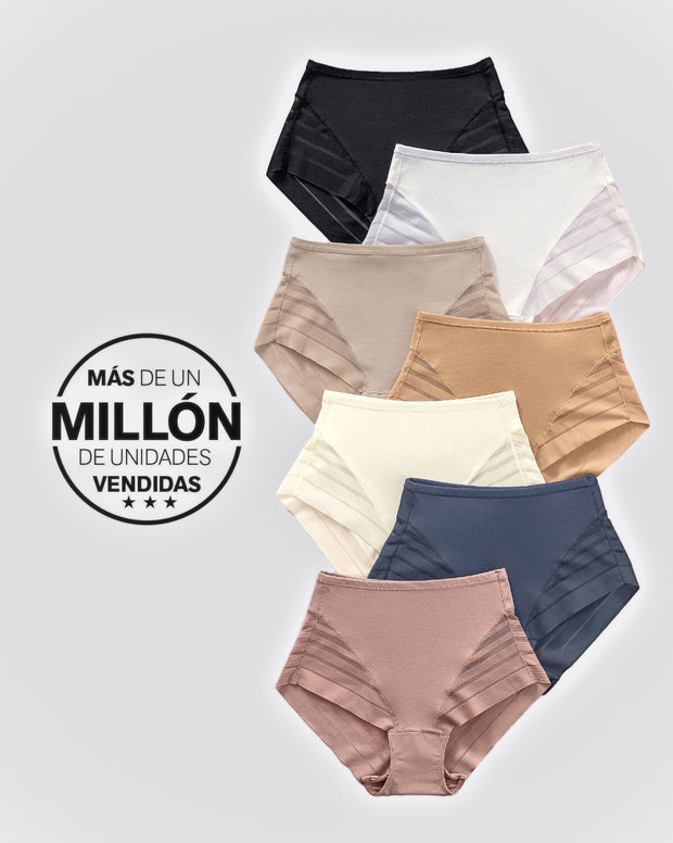 Panty faja clásico con control moderado de abdomen y bandas en tul