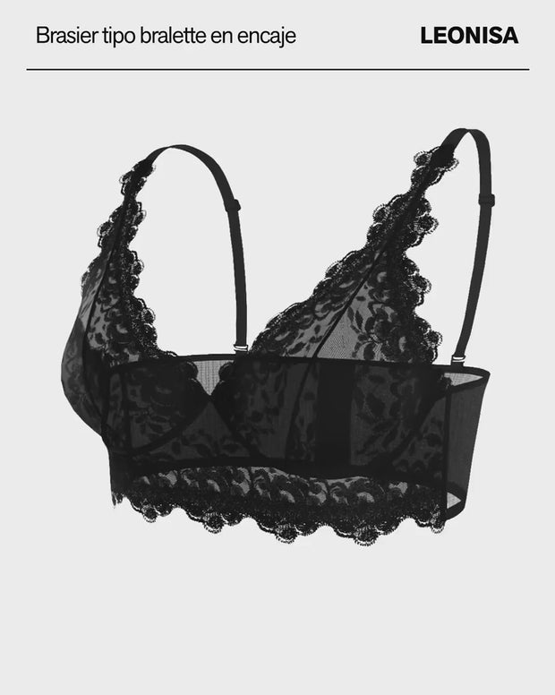 Brasier tipo bralette en encaje y transparencias